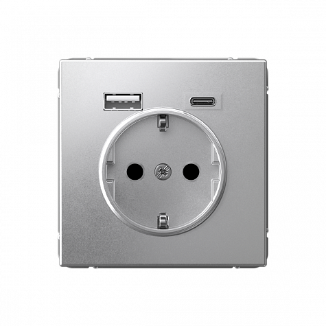 Розетка 16А с 2 USB A+C 5В/2,4А/3,0А 2х5В/1,5А Алюминий ArtGallery