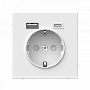 Розетка 16А с 2 USB A+C 5В/2,4А/3,0А 2х5В/1,5А Белый ArtGallery