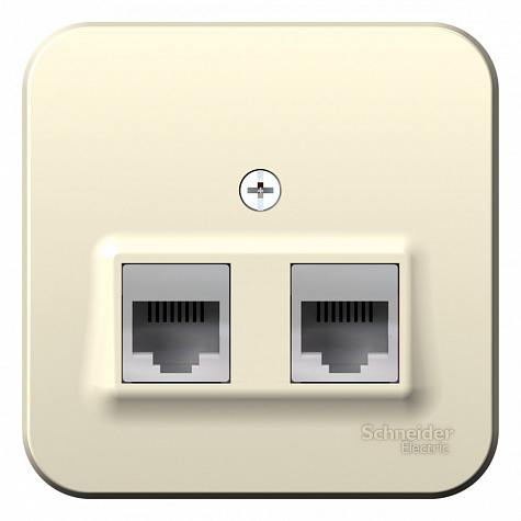 Наружная розетка двойная RJ45 кат. 5E + RJ11 с изолированной пластиной Молочный Blanca