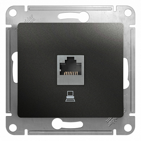 Розетка компьютерная RJ45 категория 5Е Антрацит Glossa