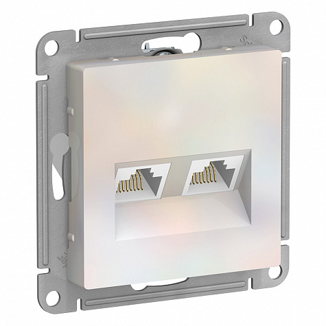 Розетка двойная компьютерная RJ45+RJ45 категория 5E Жемчуг AtlasDesign