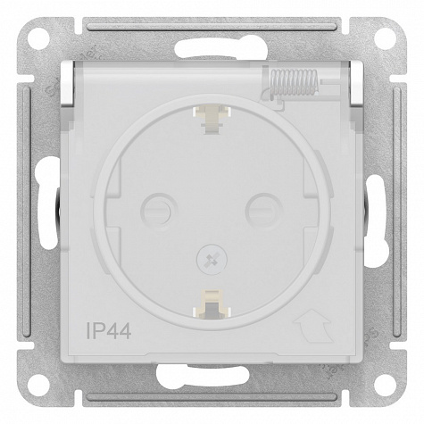 Розетка IP44 с заземлением со шторками с прозрачной крышкой 16А Белый AtlasDesign Aqua