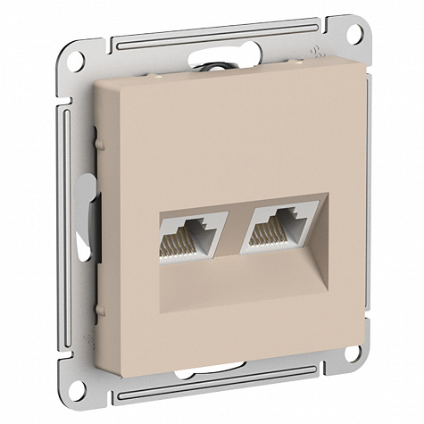 Розетка двойная  RJ45+RJ45 кат. 5E Песочный AtlasDesign