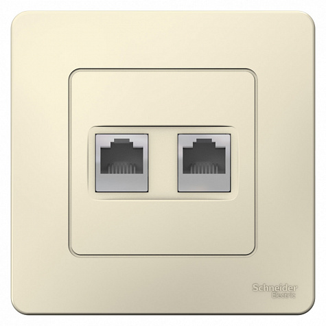 Наружная розетка двойная RJ45 категории 5E Молочный Blanca