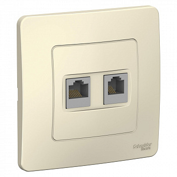 Наружная розетка RJ45 категории 5E + телефон RJ11 Молочный Blanca