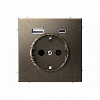 Розетка 16А с 2 USB A+C 5В/2,4А/3,0А 2х5В/1,5А Мокко ArtGallery