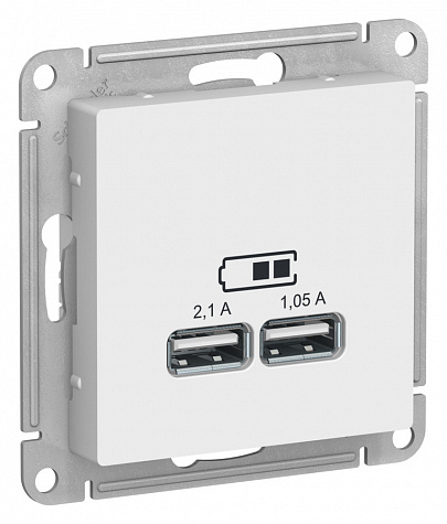 Розетка для зарядки с USB тип A+A 5В/2,1А Лотос AtlasDesign
