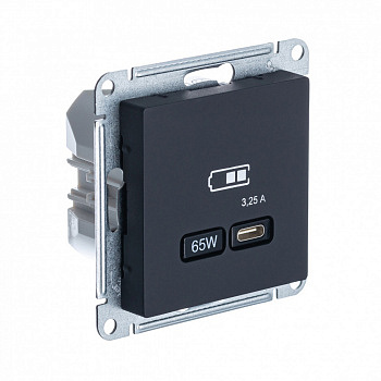 USB Розетка тип-C 65W высокоскоростная зарядка QC PD Карбон AtlasDesign