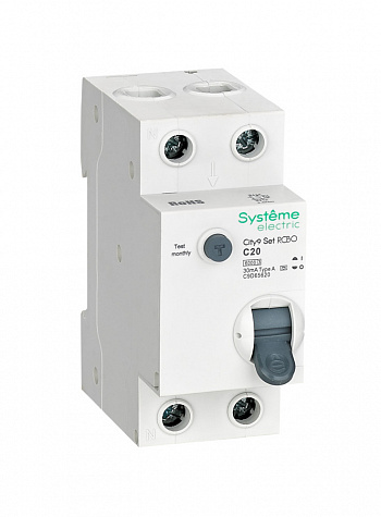 Systeme Electric City9 Set Авт. выкл. диф. тока (АВДТ) 1P+N С 20А 6kA 30мА Тип-A 230В