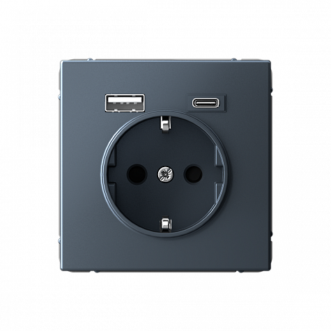 Розетка 16А с 2 USB A+C 5В/2,4А/3,0А 2х5В/1,5А Грифель ArtGallery