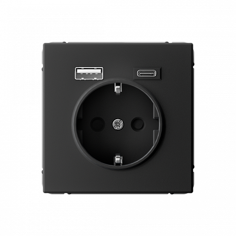 Розетка 16А с 2 USB A+C 5В/2,4А/3,0А 2х5В/1,5А Карбон ArtGallery