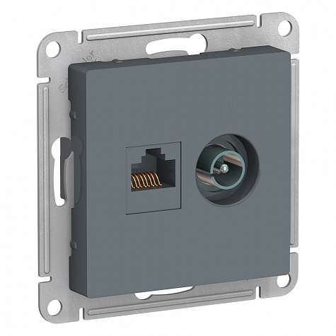 Розетка двойная TV + компьютерная RJ45 категория 5Е Грифель AtlasDesign