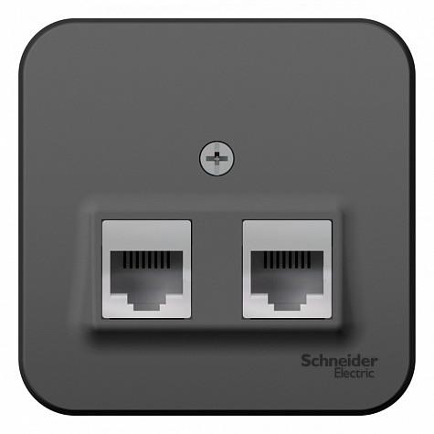 Наружная розетка двойная RJ45 кат. 5E + телефонная RJ11 с изолированной пластиной Антрацит Blanca