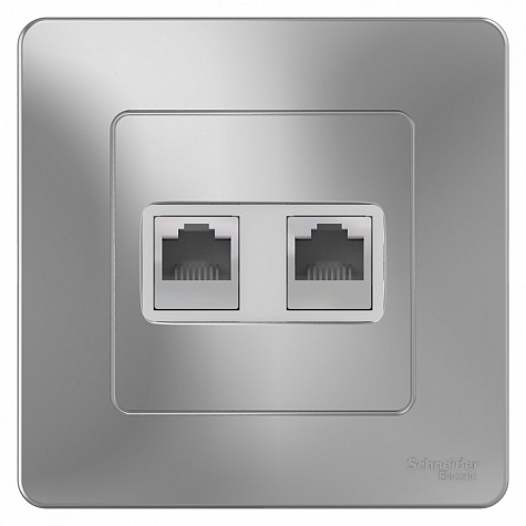 Наружная розетка двойная RJ45 категории 5E Алюминий Blanca