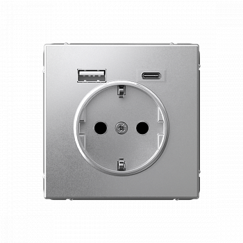 Розетка 16А с 2 USB A+C 5В/2,4А/3,0А 2х5В/1,5А Алюминий ArtGallery