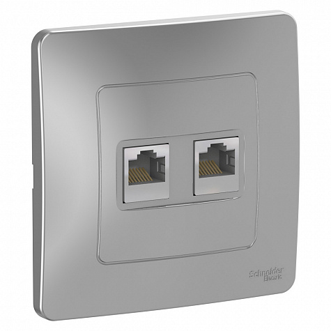 Наружная розетка двойная RJ45 категории 5E Алюминий Blanca