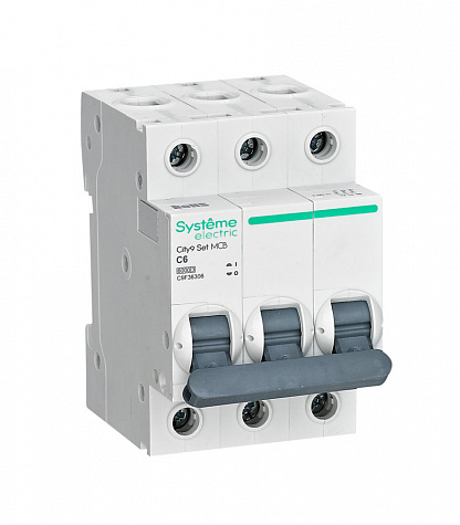 Systeme Electric City9 Set Автоматический выключатель (АВ) С 6А 3P 6kA 400В