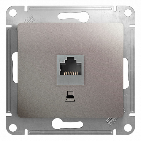 Розетка компьютерная RJ45 категория 5E Платина Glossa