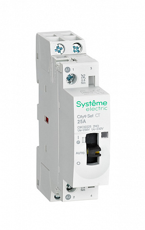 Systeme Electric City9 SET Модульный контактор 2P 2НО 25A, Ручное управление, AC 230В-230В