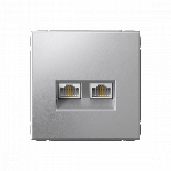 Розетка двойная компьютерная RJ45+RJ45 категория 6А Алюминий ArtGallery
