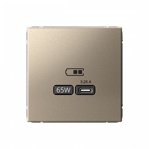 Розетка USB тип-С 65Вт высокоскоростная зарядка QC PD Шампань ArtGallery