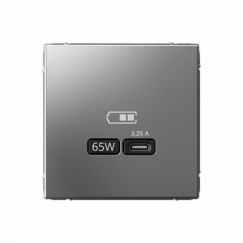 Розетка USB тип-С 65Вт высокоскоростная зарядка QC PD Сталь ArtGallery