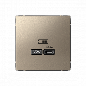 Розетка USB тип-С 65Вт высокоскоростная зарядка QC PD Шампань ArtGallery