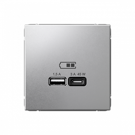 Розетка USB A+ тип-C 45Вт высокоскоростная зарядка QC PD Алюминий ArtGallery