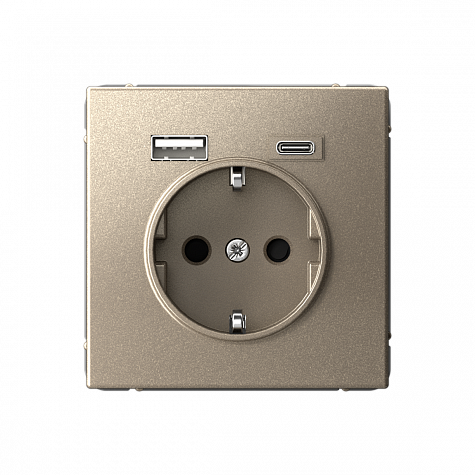 Розетка 16А с 2 USB A+C 5В/2,4А/3,0А 2х5В/1,5А Шампань ArtGallery