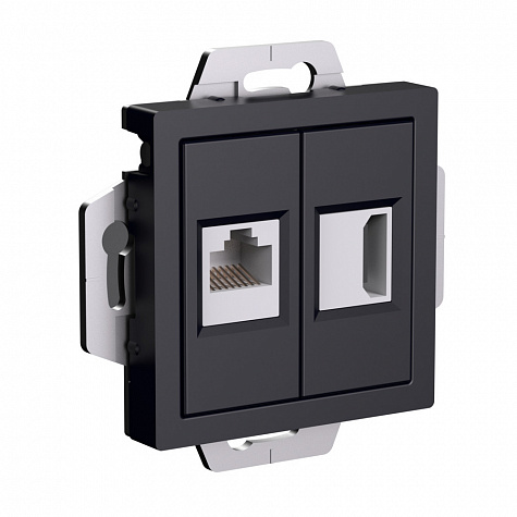 Розетка двойная HDMI+RJ45 категория 5Е Карбон AtlasDesign